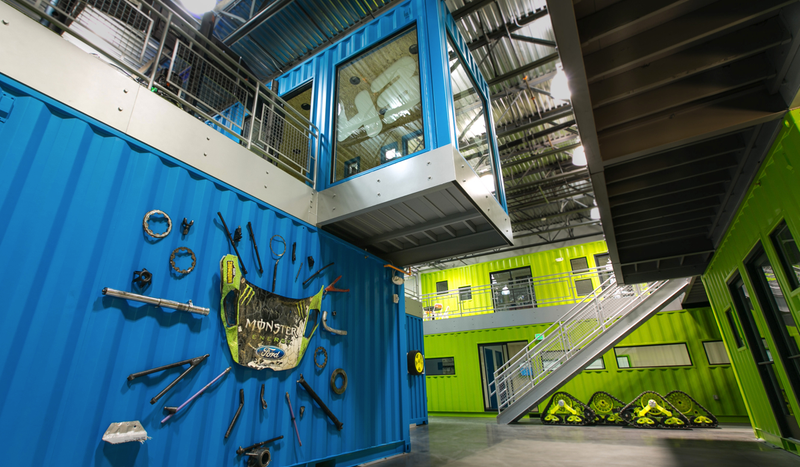 Illustration for article titled Ken Block's New Headquarters Is A Garage Mahal Made Of Shipping Containers And Hoonage